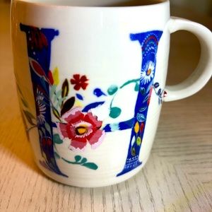 Anthropology Starla Hoffman‎ Initial Floral Mug